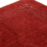 Red Contemporary Border Motifs Hand Loomed Wool Area Rug