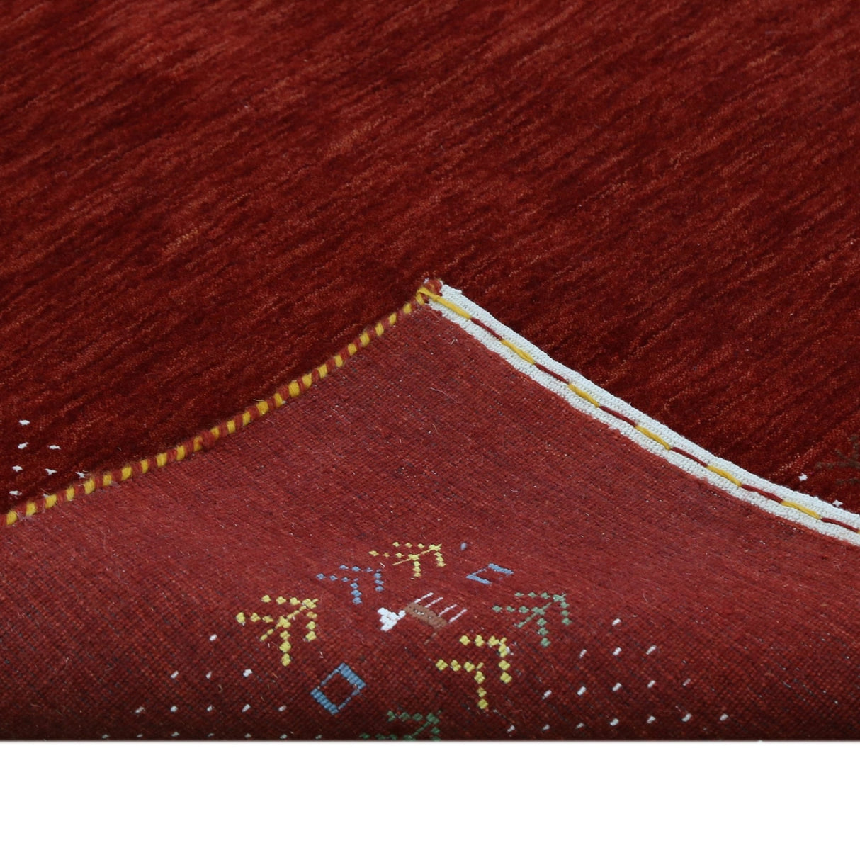 Red Contemporary Border Motifs Hand Loomed Wool Area Rug