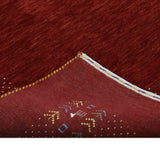 Red Contemporary Border Motifs Hand Loomed Wool Area Rug