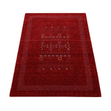 Red Contemporary Center Design Hand Loomed Wool Area Rug