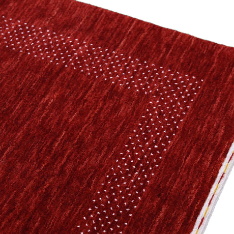 Red Contemporary Center Design Hand Loomed Wool Area Rug