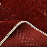 Red Contemporary Center Design Hand Loomed Wool Area Rug