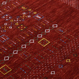 Red Contemporary Center Design Hand Loomed Wool Area Rug