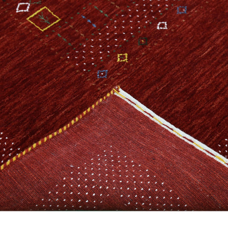 Red Contemporary Center Design Hand Loomed Wool Area Rug