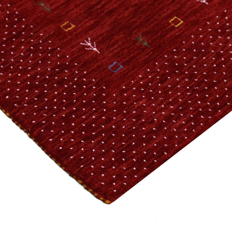 Red Gabbeh Border Design Hand Loomed Wool Area Rug