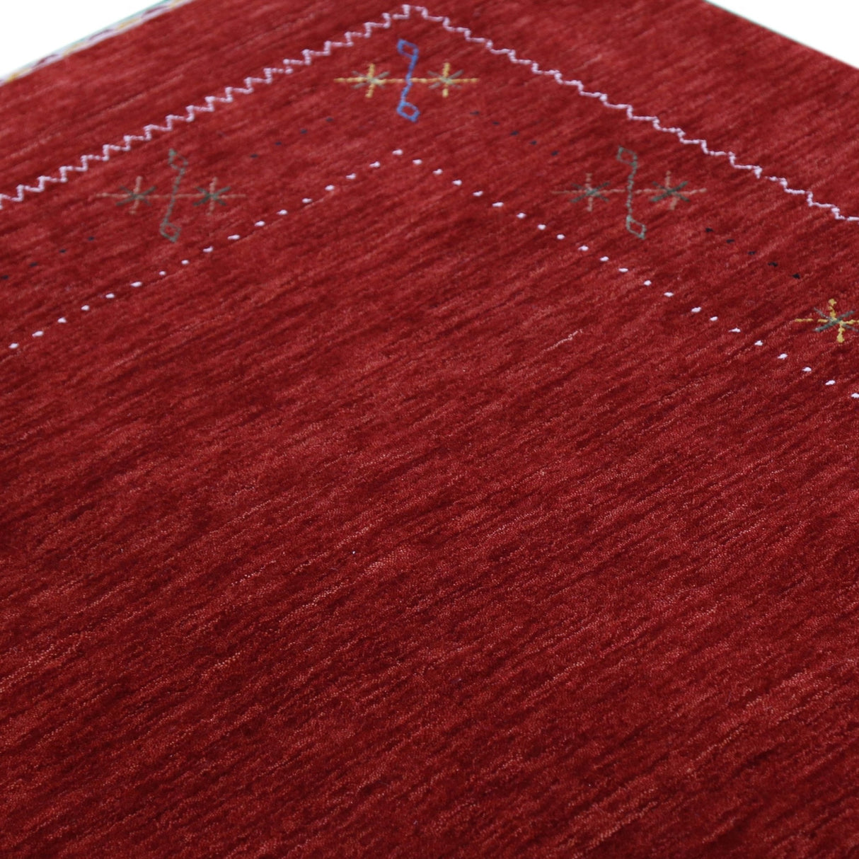 Red Gabbeh Border Design Hand Loomed Wool Area Rug