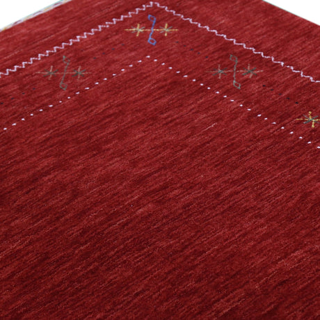 Red Gabbeh Border Design Hand Loomed Wool Area Rug