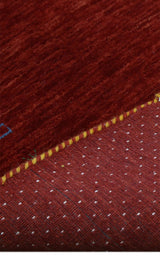 Red Gabbeh Border Design Hand Loomed Wool Area Rug