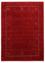 Red Gabbeh Border Design Hand Loomed Wool Area Rug
