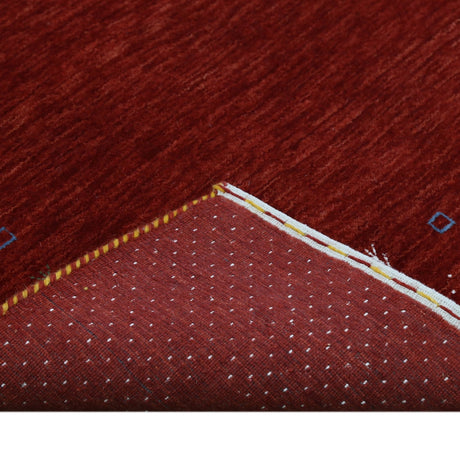 Red Gabbeh Border Design Hand Loomed Wool Area Rug
