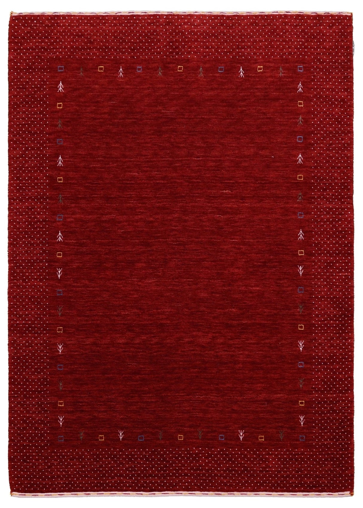 Red Gabbeh Border Design Hand Loomed Wool Area Rug