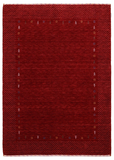 Red Gabbeh Border Design Hand Loomed Wool Area Rug