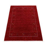 Red Gabbeh Border Design Hand Loomed Wool Area Rug