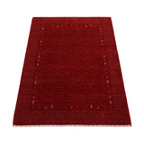 Red Gabbeh Border Design Hand Loomed Wool Area Rug