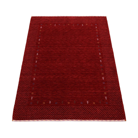 Red Gabbeh Border Design Hand Loomed Wool Area Rug