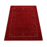 Red Gabbeh Border Design Hand Loomed Wool Area Rug