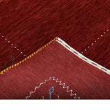 Red Gabbeh Border Design Hand Loomed Wool Area Rug