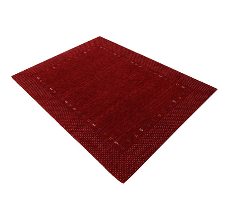 Red Gabbeh Border Design Hand Loomed Wool Area Rug