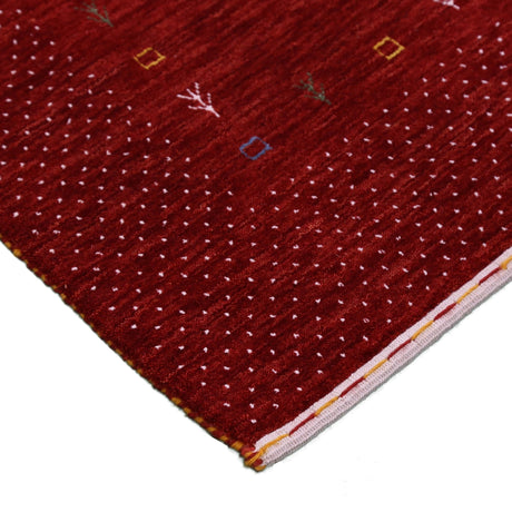 Red Gabbeh Border Design Hand Loomed Wool Area Rug