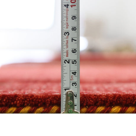 Red Gabbeh Border Design Hand Loomed Wool Area Rug