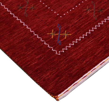 Red Gabbeh Border Design Hand Loomed Wool Area Rug