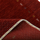 Red Gabbeh Border Design Hand Loomed Wool Area Rug