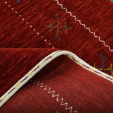 Red Gabbeh Border Design Hand Loomed Wool Area Rug