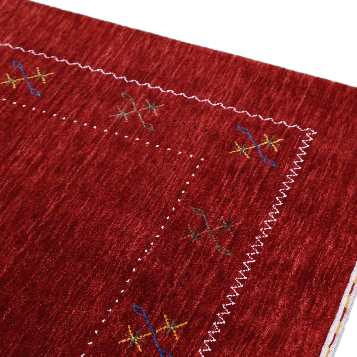 Red Gabbeh Border Design Hand Loomed Wool Area Rug