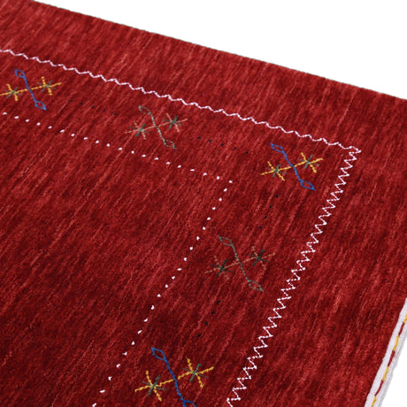 Red Gabbeh Border Design Hand Loomed Wool Area Rug