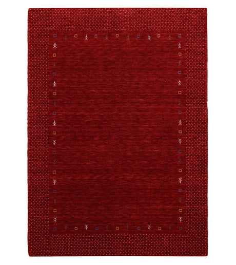 Red Gabbeh Border Design Hand Loomed Wool Area Rug