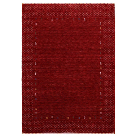 Red Gabbeh Border Design Hand Loomed Wool Area Rug