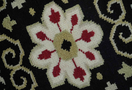 Red, Ivory, Black and Beige 8x10 Hand Knotted Traditional Heriz wool Rug