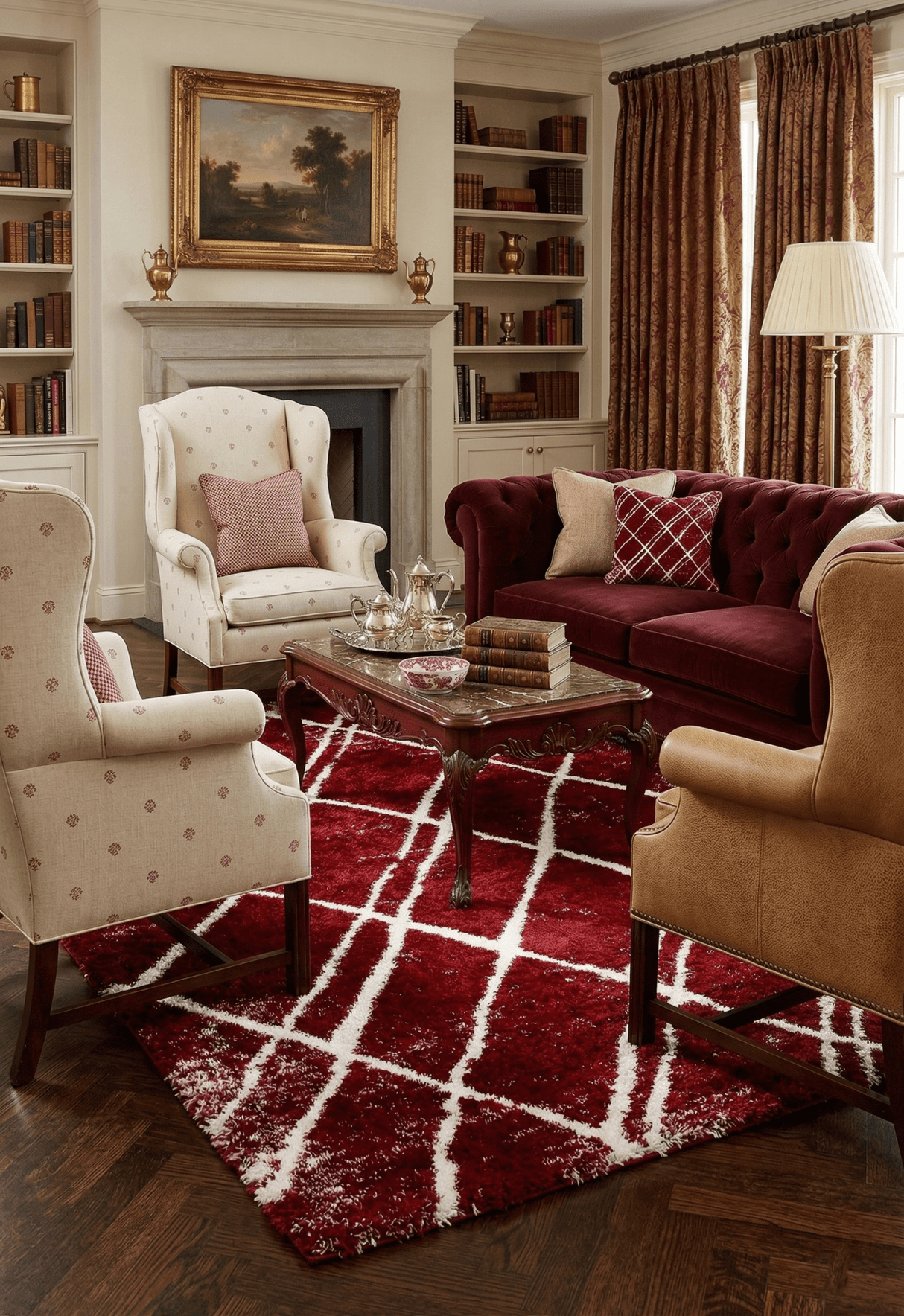 Red Modern Geometrical Design 5x7 Area Rug