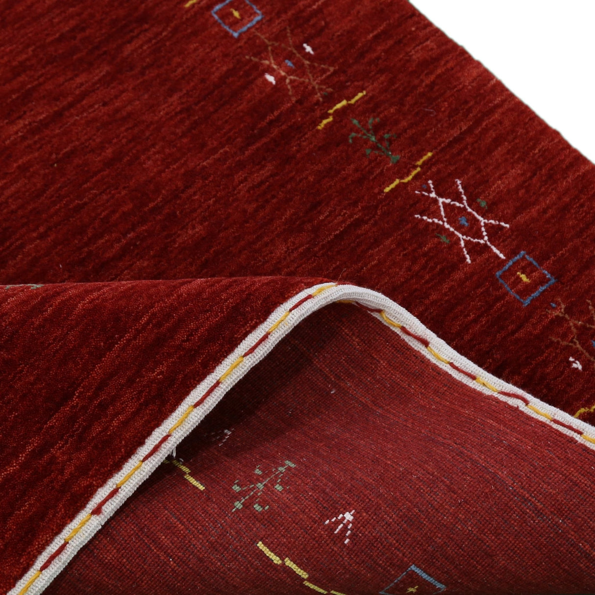 Red Tribal Border Design Hand Loomed Wool Area Rug
