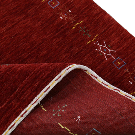 Red Tribal Border Design Hand Loomed Wool Area Rug