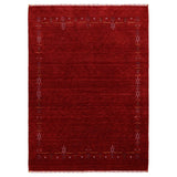 Red Tribal Border Design Hand Loomed Wool Area Rug