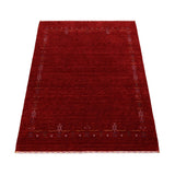 Red Tribal Border Design Hand Loomed Wool Area Rug