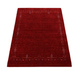 Red Tribal Border Design Hand Loomed Wool Area Rug