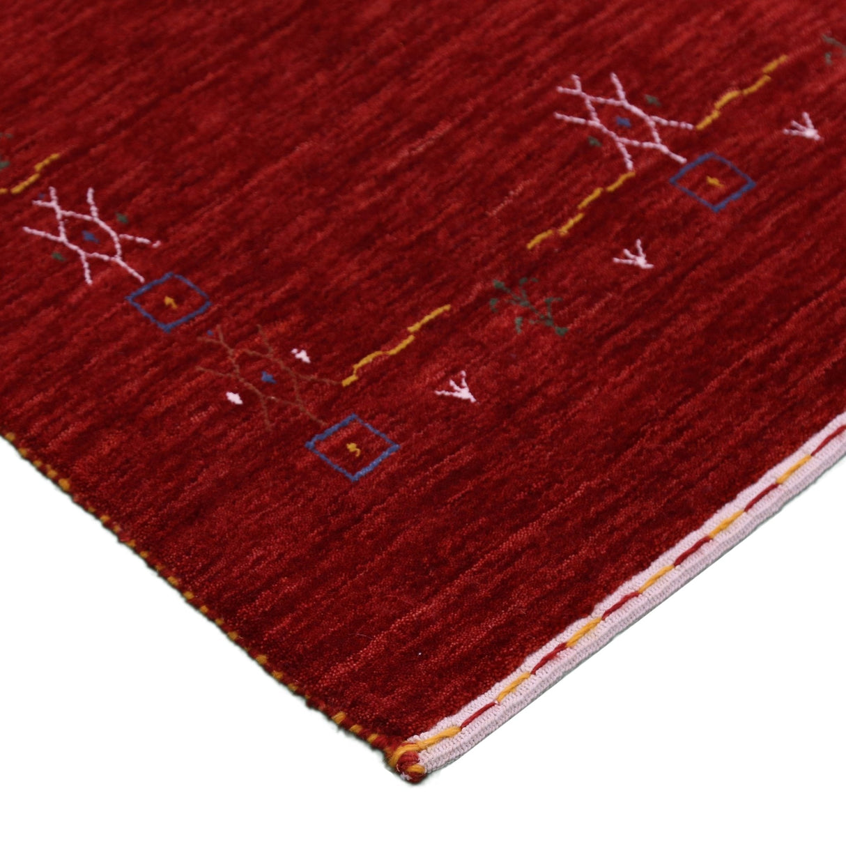 Red Tribal Border Design Hand Loomed Wool Area Rug