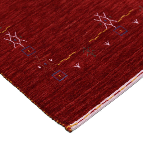Red Tribal Border Design Hand Loomed Wool Area Rug