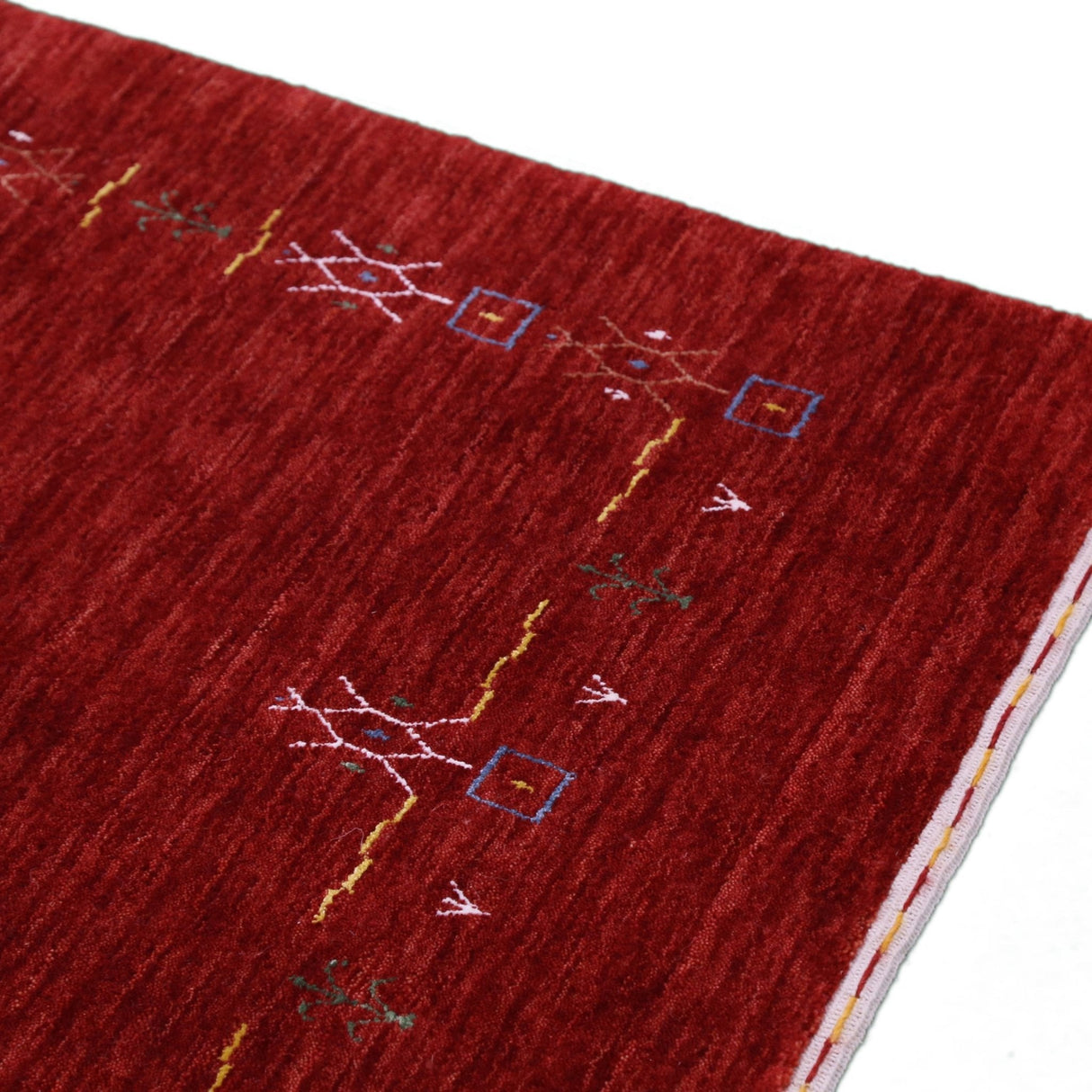 Red Tribal Border Design Hand Loomed Wool Area Rug