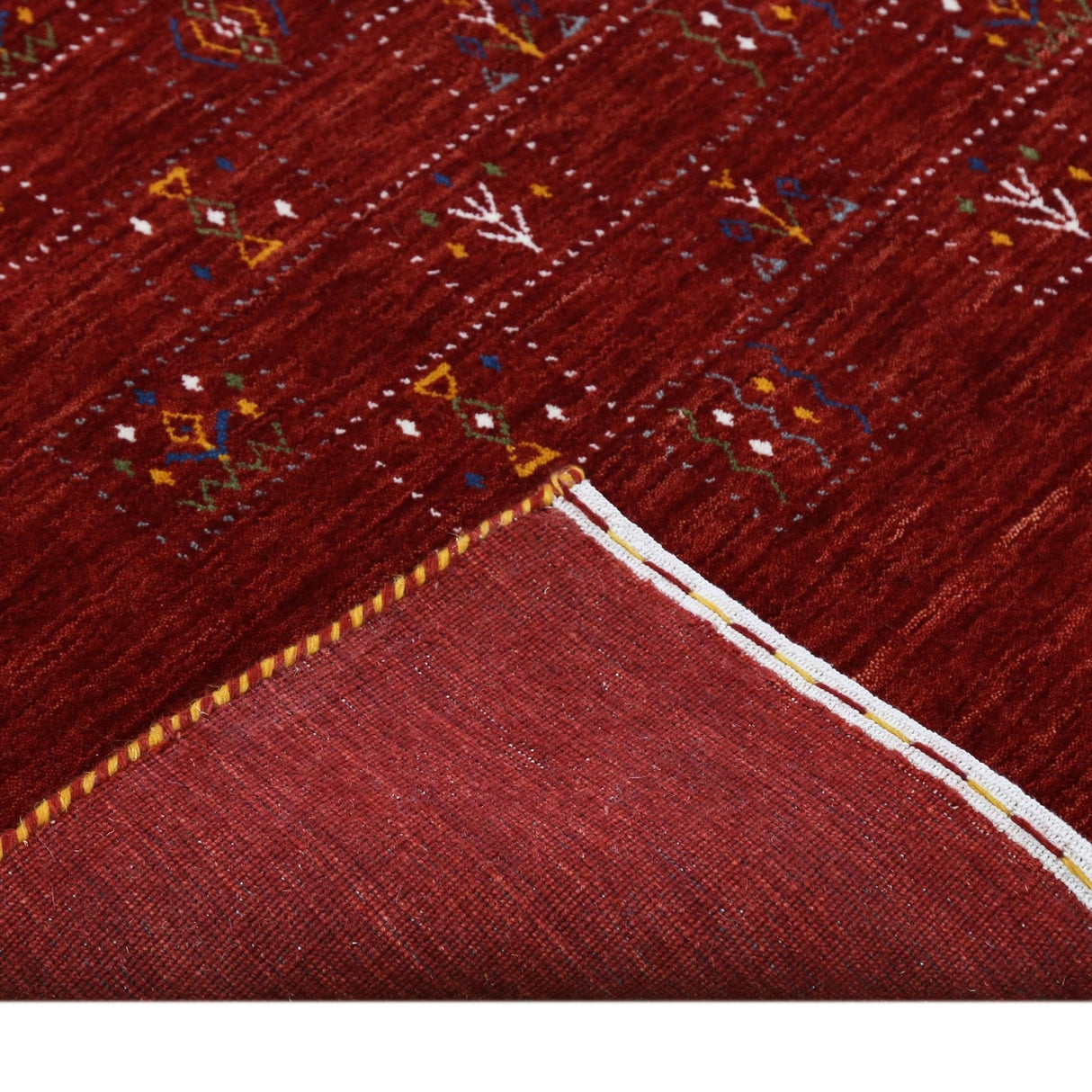 Red Tribal Geometrical Design Wool Area Rug