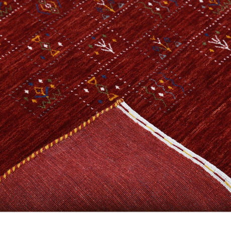 Red Tribal Geometrical Design Wool Area Rug