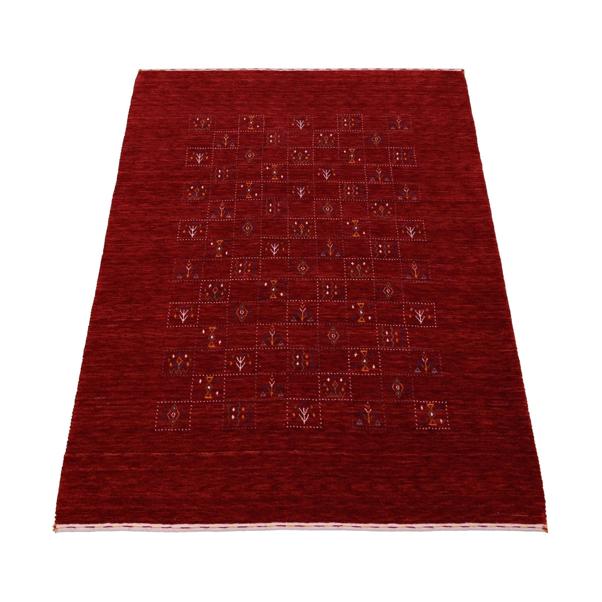 Red Tribal Geometrical Design Wool Area Rug