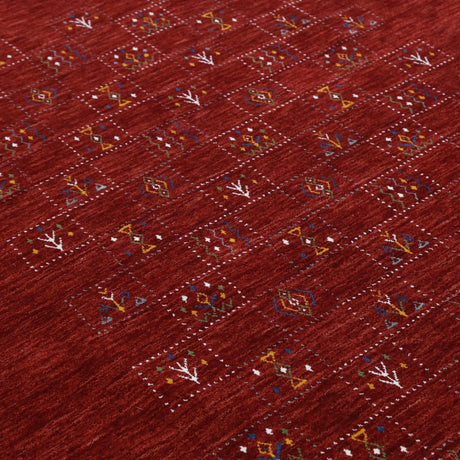 Red Tribal Geometrical Design Wool Area Rug