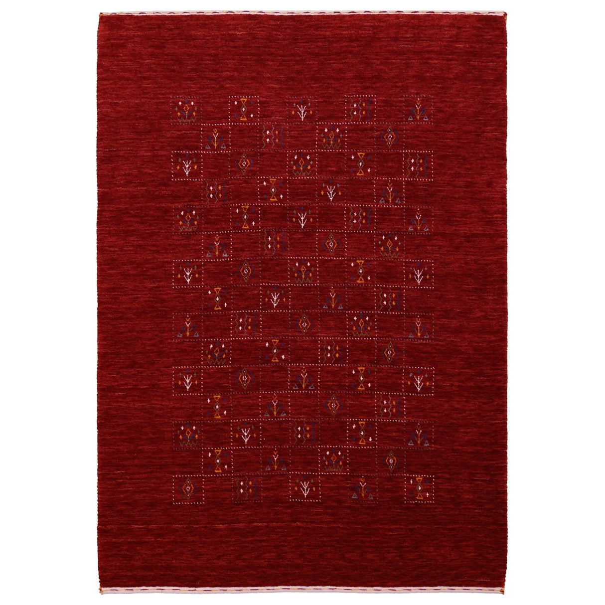 Red Tribal Geometrical Design Wool Area Rug