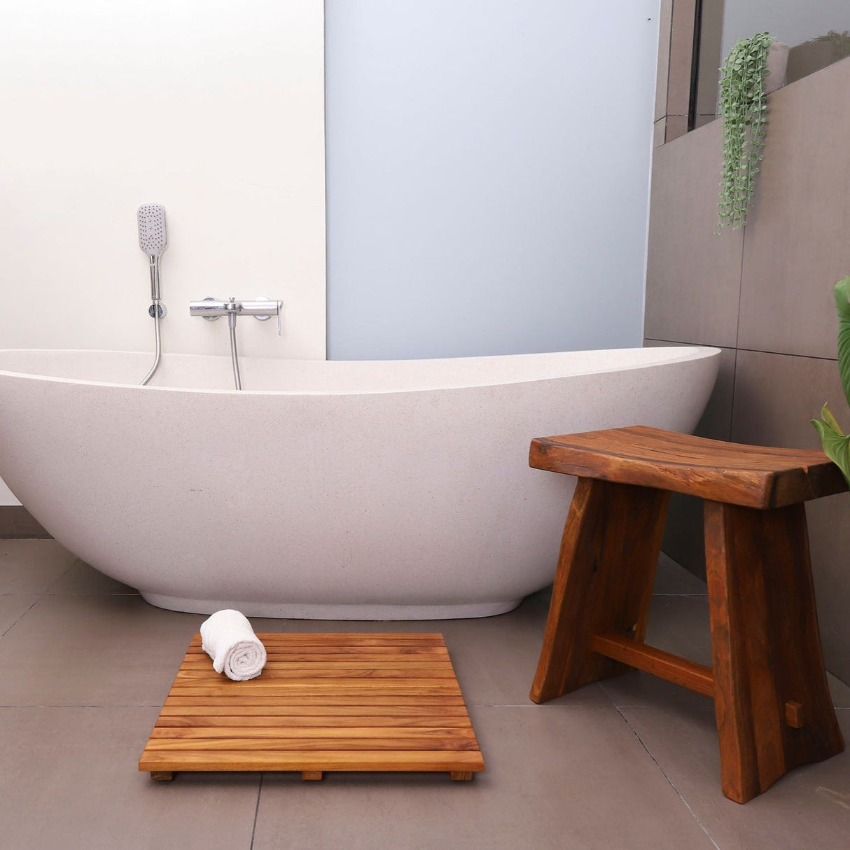 Redfish Oiled Teak Shower and Bath Mat-Bath Mat-Parc Decor