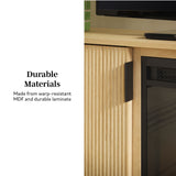 Reema Scandinavian 70" Modern Reeded TV Stand with Freestanding Electric Fireplace-Fireplace-Parc Decor