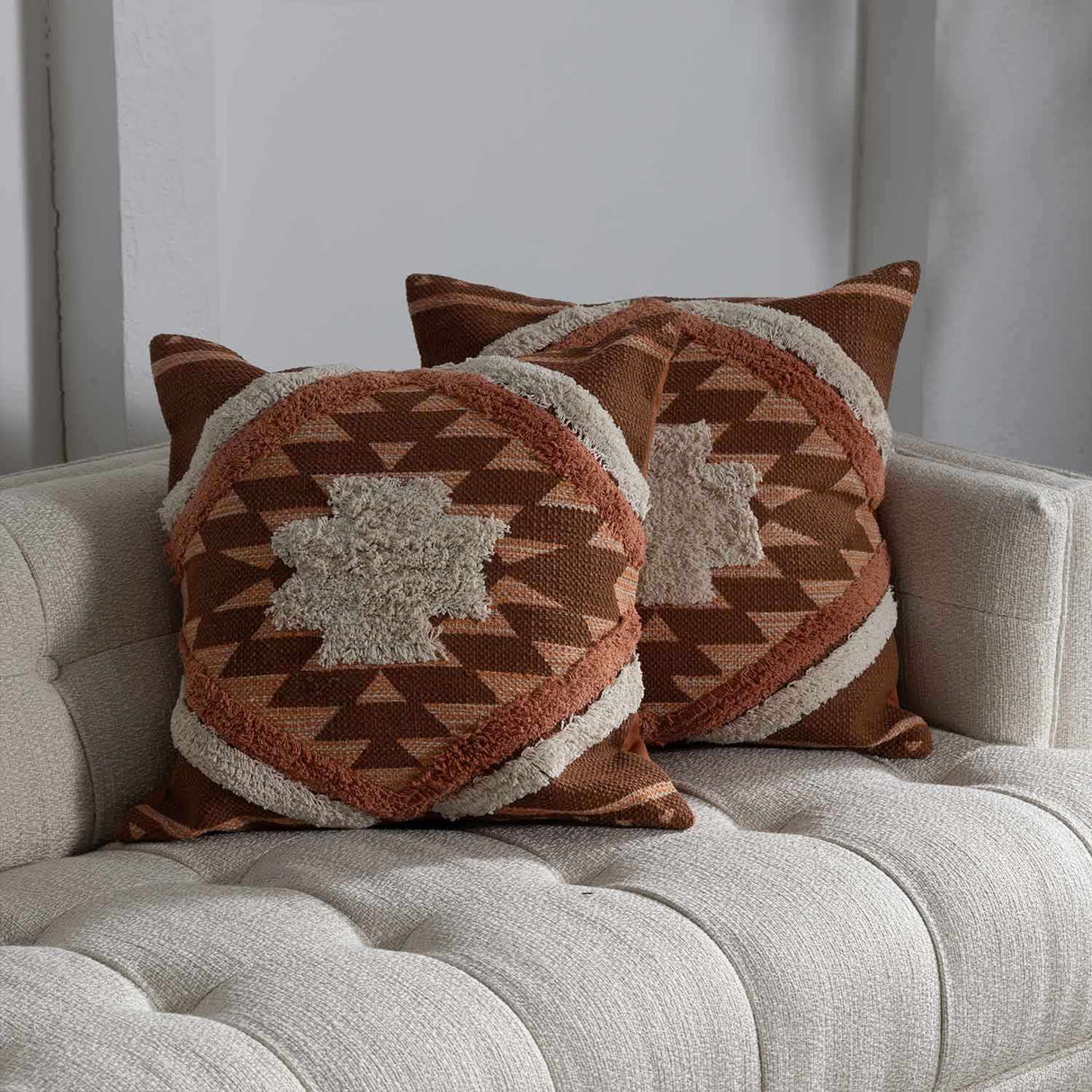 Reeves Orange Diamond Textured Throw Pillow-Throw Pillows-Parc Decor