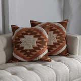 Reeves Orange Diamond Textured Throw Pillow-Throw Pillows-Parc Decor